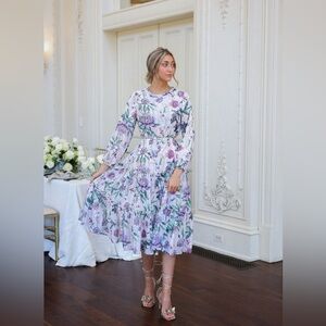 Dainty Jewells Peach and Purple Floral Midi Dress